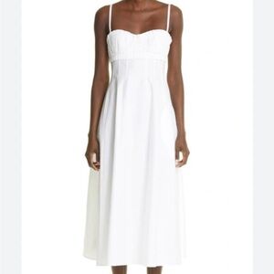 KHAITE Felicia Shirred Cotton-twill Midi Dress - White